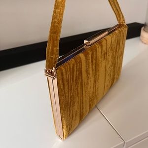 Velvet Mustard yellow clutch from Zara